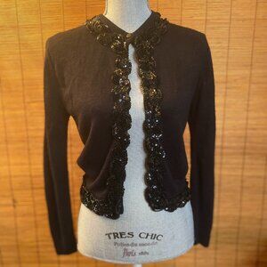 Vintage Empress Black Cardigan with Sequin Details